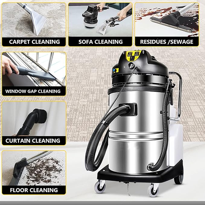Carpet Cleaner Machine Powerful 3 in 1 Stainless Steel Deep Cleaning Extractorfor Household/Commercial Carpets Sofas and Curtains