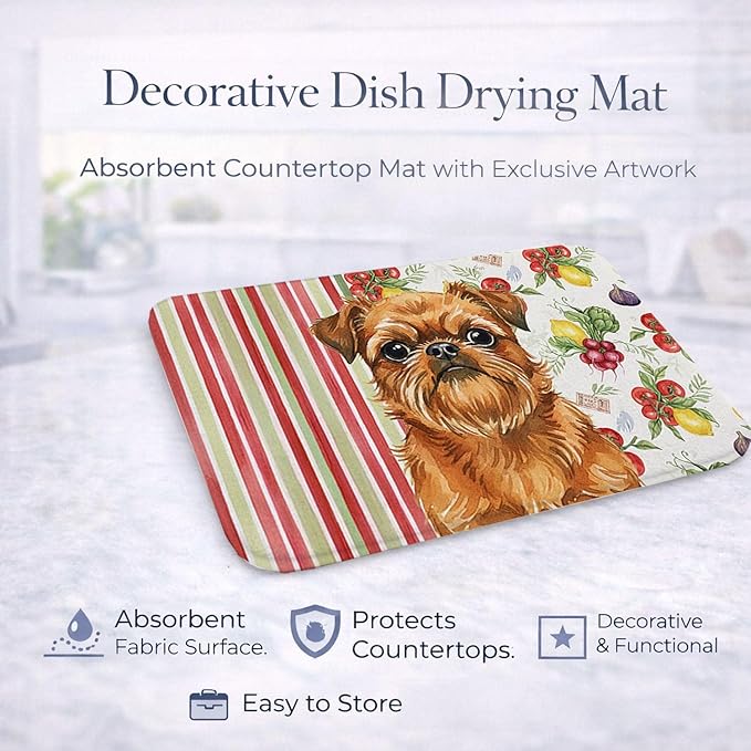 Caroline's Treasures Belge Brussels Griffon Vegetables Dish Drying Mat Absorbent Dish Drying Mat Pad for Kitchen Counter Dish Drainer Mat for Countertop 14 x 21 Multicolor