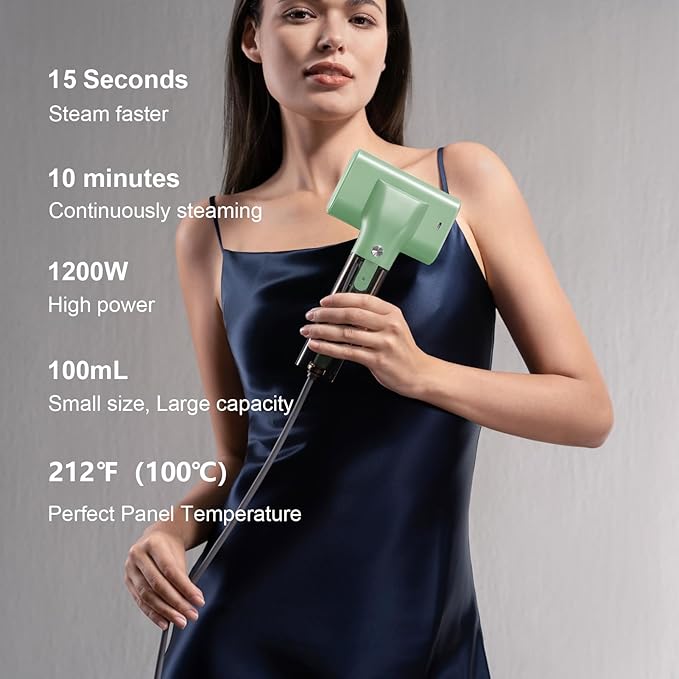 G10 Pro Steamer for Clothes Global Voltage Adaptation Handheld Garment Steamer Dual Steam Modes1200W Mini Steam Iron for Travel and Home (100-240V Green)