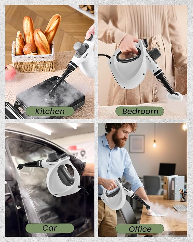 Saker Handheld Steam Cleaner UpgradedPortable Steam Cleaner for Home1050W Steam CleanerQuick Heating &amp Deep Cleaning of Floors Cars and Kitchen(with 5 Fiber Cloths)