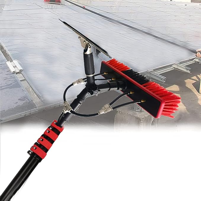 Glass Cleaning Brush Home Water Fed Telescopic Pole Kit Solar Panel Brush Rotating for Photovoltaic PanelSolarPowered Window Cleaner Pole Extendable Telescopic Pole for Window Cleaning with
