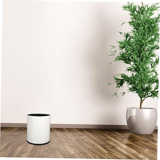PRETYZOOM Round Double Layer Trash Can Modern Office and Home Wastebasket Plastic Garbage Bin for Kitchen Bathroom and Bedroom 1-Pack