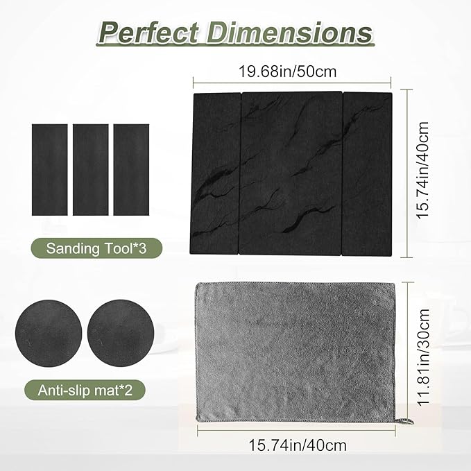 Dish Drying Mat Large Stone Dish Drying Mat For Kitchen Counter Collapsible Quick-Drying Sleek Diatomaceous Versatile Stone Drying Mats For Cups Dishes Bottles Marble (black 16×19)