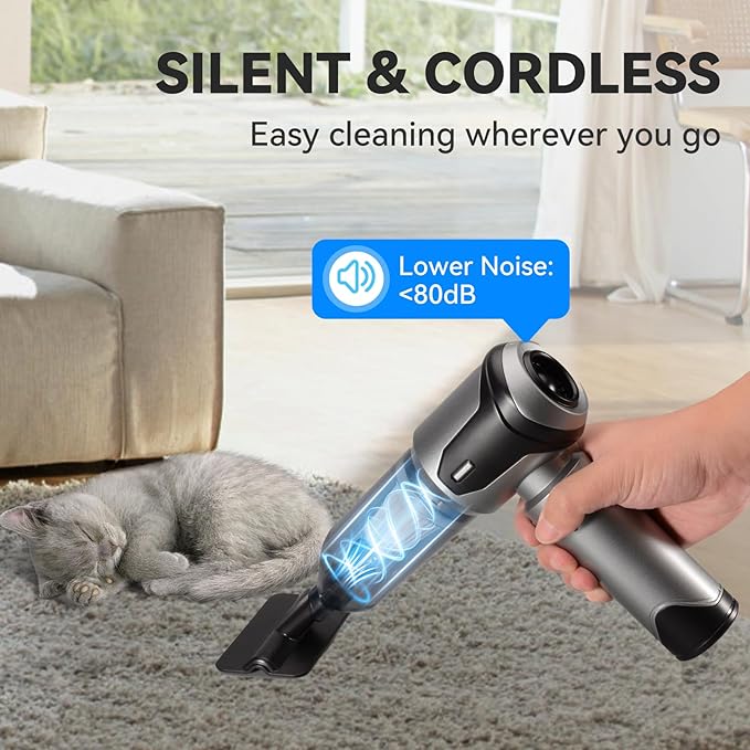 Handheld Vacuum Cleaner 22000Pa Powerful Car Vacuum Cleaner Cordless Mini Vacuum Lightweight Air Duster Portable Rechargeable Vacuum for Car Home Kitchen