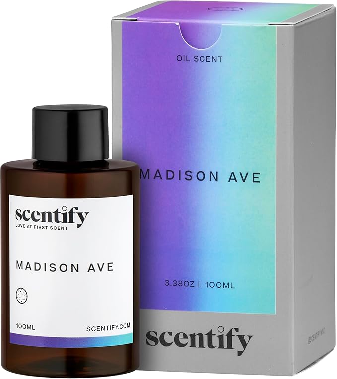 Scentify Madison Ave Aroma Oil Refill Scent for Oil Diffusers – Cassis Blossom Mandarin Neroli &amp White Woods – Luxurious Relaxing Aromatherapy Diffuser Fragrance 100ml 3.38 oz