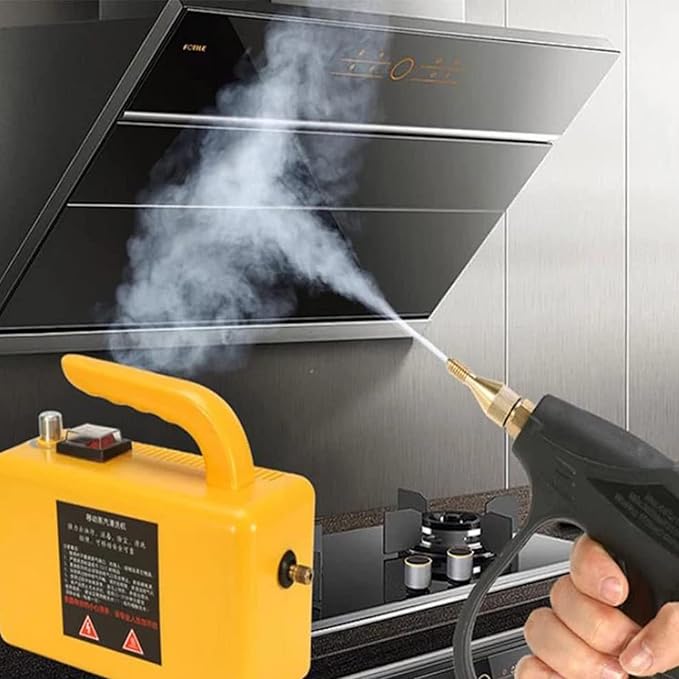 2600w Handheld Steam Cleaner3.5 Bar High Temperature Cleaning Machine with 2.5m Steam Pipe/Wet&ampDry Adjustable/2 Brushes/2 Copper Brushes-for Cooker HoodAir ConditionerSofaWindowsillYellow