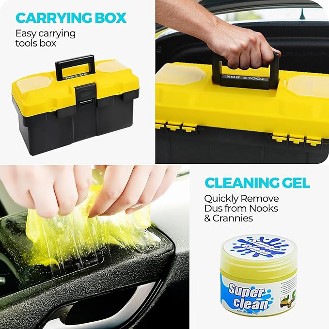 30Pcs Car Detailing Kit Car Wash Cleaning Kit Auto Detailing Drill Brush Set Car Cleaning Gel Car Cleaning Supplies for Interior Exterior Wheels Windows