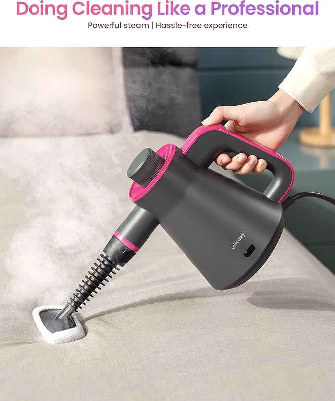 Schenley Portable Handheld Steam Cleaner High-Pressure Design with Versatile Multi-Surface Accessories Ideal for Upholstery Stove Tiles Grout and Auto Cleaning