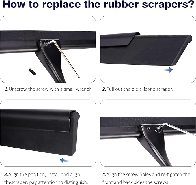 14'' Shower Squeegee TOOVEM Squeegee for Shower Glass Door for Glass Doors Windows Bathroom Car Windshield Black