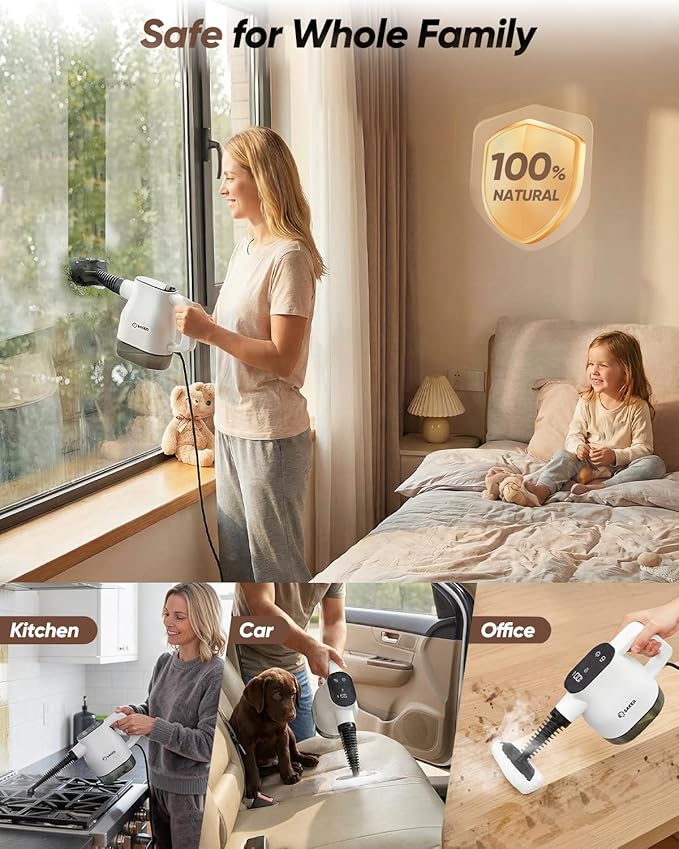 Saker EverSteam Instant-Heat Steam Cleaner for Home15s Heat-up Handheld Steam Cleaner Lightweight Portable Continuous Refill Steamer for Deep Cleaning of Floor Car and Kitchen
