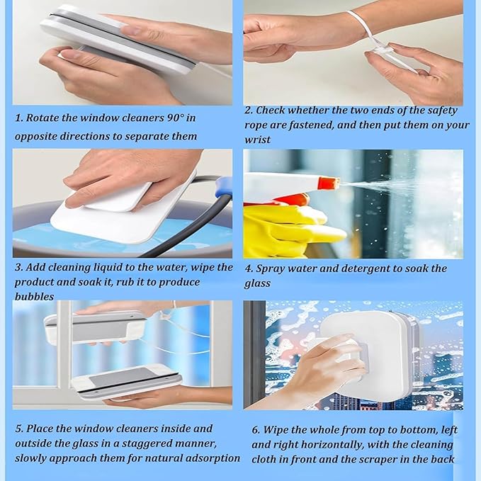 Magnetic Window Cleaning Tool Adjustable Magnetic Double Sided Glass Cleaning Tool Car Window Cleaner