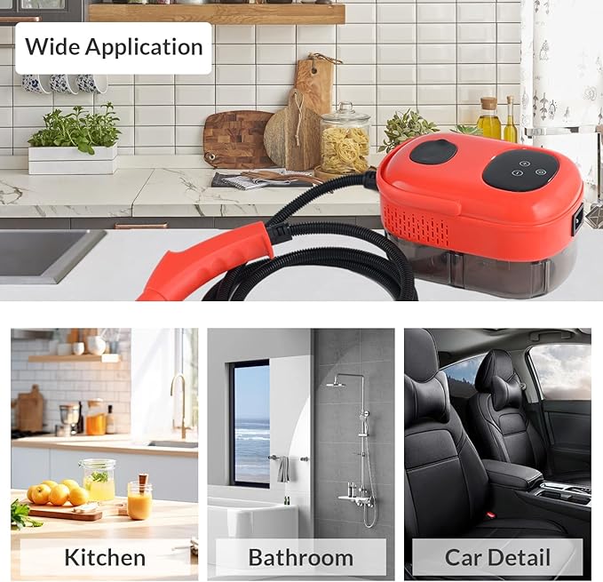 Handheld Steam Cleaner Steam Shot Cleaner 2500W High Heat Steamer for Bed Bugs High Temperature Steamer for Car Detailing Grout Steam Cleaner for Couch Windows Kitchen Bathroom Home