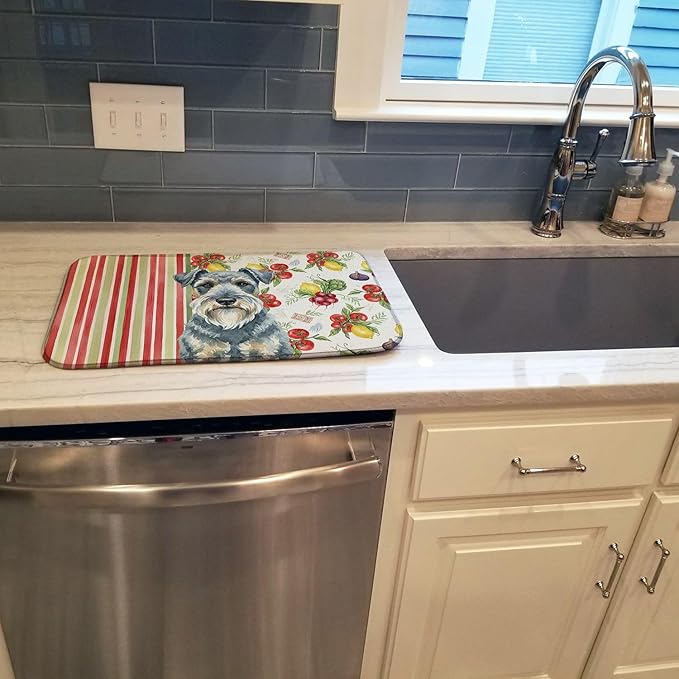 Caroline's Treasures Kerry Blue Terrier Vegetables Dish Drying Mat Absorbent Dish Drying Mat Pad for Kitchen Counter Dish Drainer Mat for Countertop 14 x 21 Multicolor