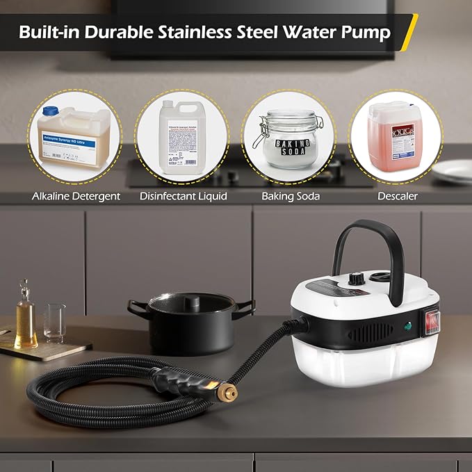 Dyna-Living Steam Cleaner 2500W Car Steamer for Auto Detailing Handheld Steamer Cleaner for Home High Pressure Steam Cleaner with 1L Water Tank Portable Steamer for Cleaning Kitchen