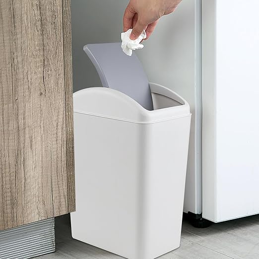 3-Pack 4.5 Gallon Plastic Trash Can with Swing Lid Swing-Top Waste Can Grey