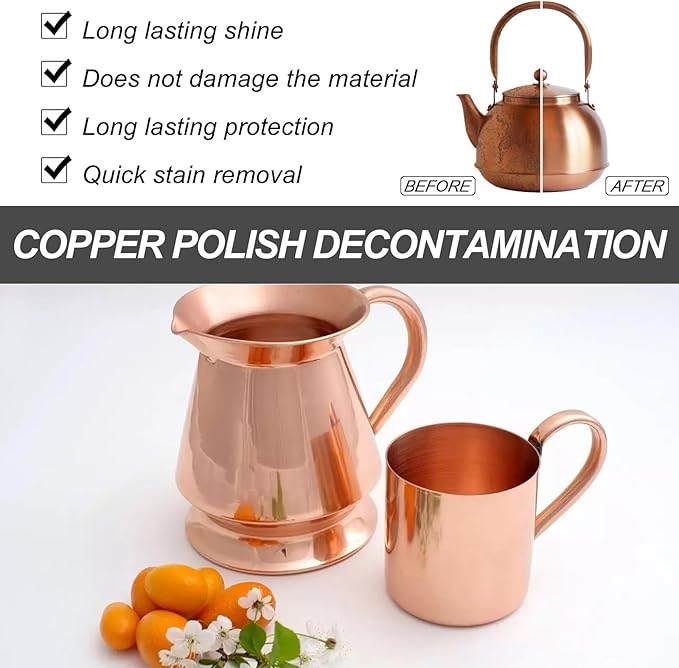 Copper Cleaner And Polisher - Remove Oxidation Rust And Stains Restore Shine For Brass Red Copper And All Copperware(2PCS)