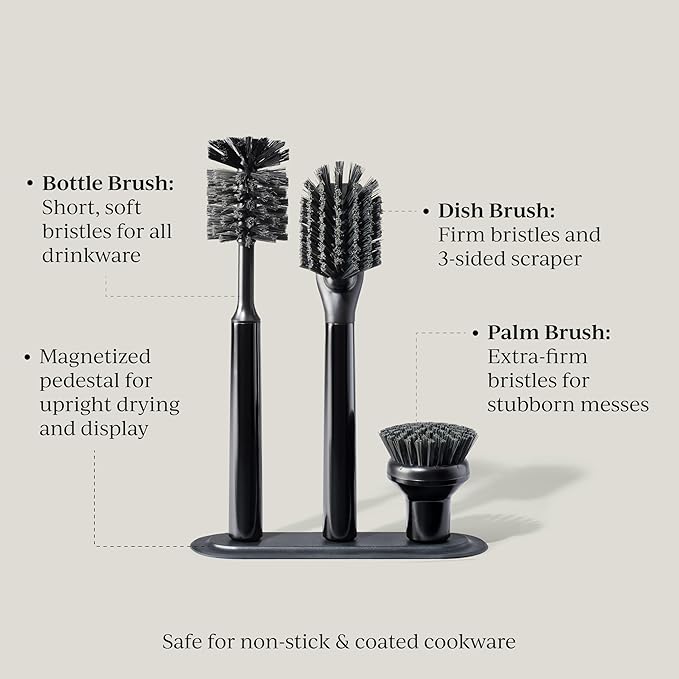 Ionic Brush Set Magnetized to Stand Upright Stainless Steel with Replaceable Heads Onyx/Black