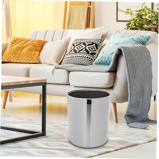 Ciieeo Stainless Steel Round Trash Can for Kitchen Bathroom and Home Organization Compact Wastebasket with Opening for Easy Disposal