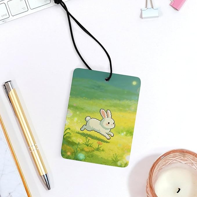 5PCS Car Air Freshener Hanging Personalized Double Sided White Rabbit flowers Car Fresheners Long Lasting New Cars Scents Cute Automotive Freshies for Closets Drawers (tea)