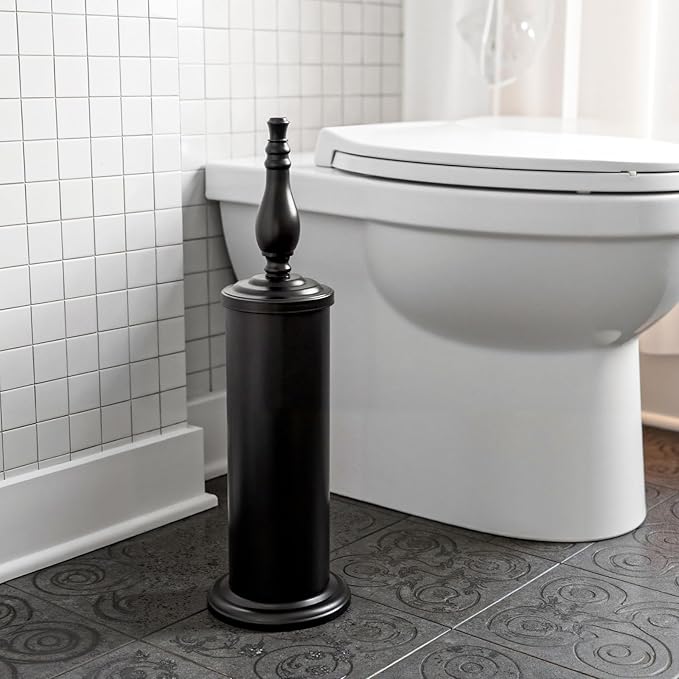 Matt Black Toilet Brush and Holder Set Toilet Bowl Brush with Heavy Duty Wide BaseDeep Cleaning Modern Bathroom Cleaner Brush -Space Saving