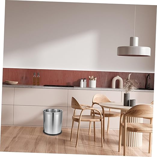 OUNONA Stainless Steel Bathroom Garbage Can Wastebasket for Home Office Dorm and Restaurant Sleek Modern Design for Efficient Waste Management Easy to Clean