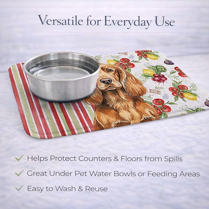 Caroline's Treasures Sussex Spaniel Vegetables Dish Drying Mat Absorbent Dish Drying Mat Pad for Kitchen Counter Dish Drainer Mat for Countertop 14 x 21 Multicolor