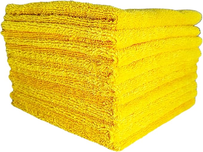 The Jobber 365 Microfiber Detailing Towels Exterior and Interior Use Premium Korean Quality 16x16 inches 365 GSM Yellow 10 Pack