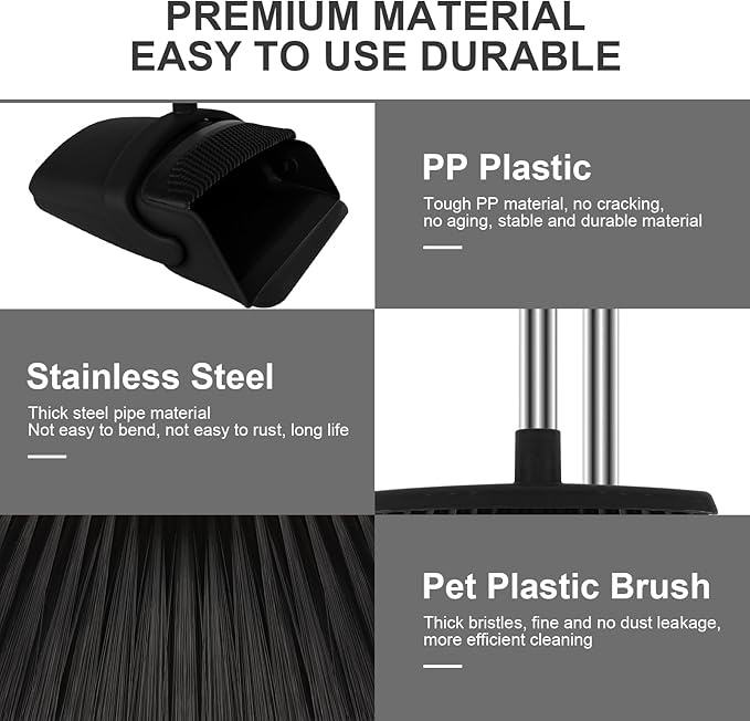 Broom and Dustpan Set Household Broom with Dustpan Combo Set 51 Long Handle Dust Pan Set for Kitchen Office Lobby Floor