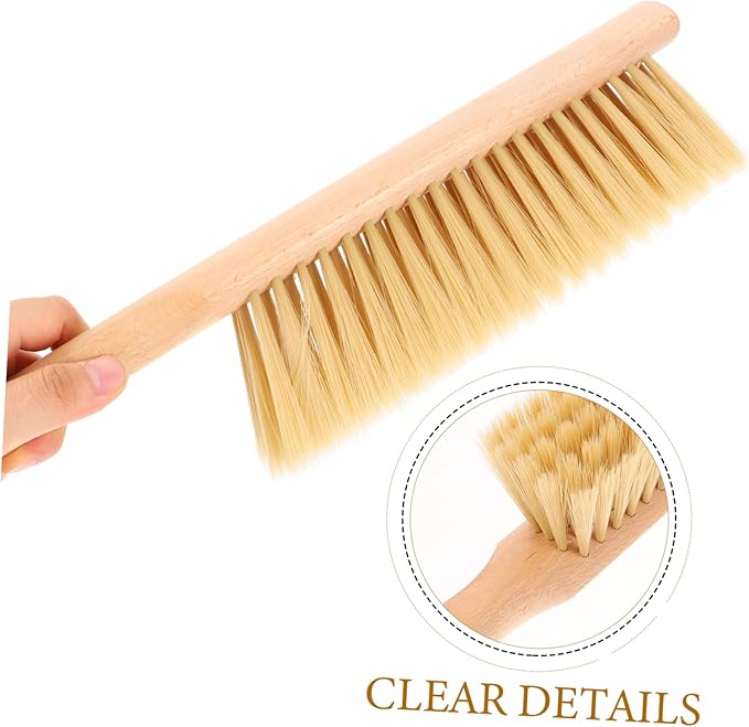 Cabilock 1set Wooden Handle Hand Broom with Dustpan Small Whisk Broom for Cleaning Home Furniture Sofa and Carpet Compact Design for Easy Dust Removal and Portability