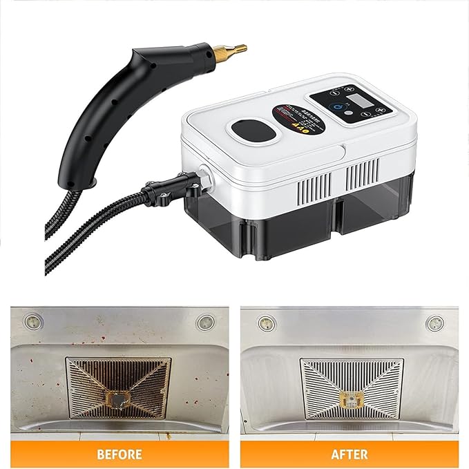Steam Cleaner 1600W High Pressure Handheld Steamer 6-Gears Adjustable Portable Steam Cleaning Machine with 3 Brushesfor Kitchen Bathroom Car Grout and TileBlack