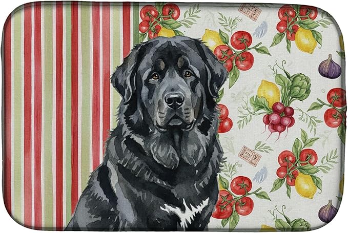 Caroline's Treasures Black Tibetan Mastiff Vegetables Dish Drying Mat Absorbent Dish Drying Mat Pad for Kitchen Counter Dish Drainer Mat for Countertop 14 x 21 Multicolor