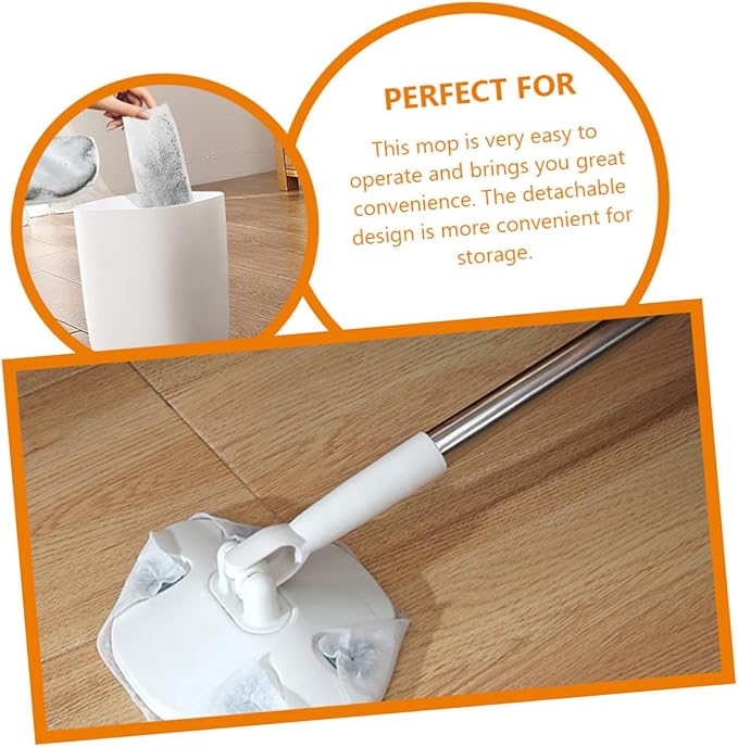 Retractable Dust Mop with Face Towel Refill No Washing Handheld Cleaning Mop for Household Dust Removal White Suitable for Home Floor Cleaning