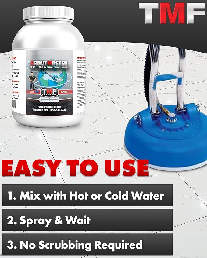 GroutMaster Tile &amp Grout Cleaner – Fast-Dissolving Powdered Solution for Deep Cleaning Concrete Stains Grease &amp Tough Stains Ideal for Residential &amp Commercial Use 6.5 lbs