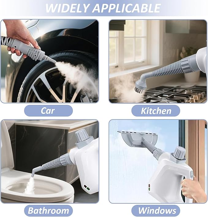 Petyoung Handheld Steam Cleaner Professional Pressurized Steam Cleaner with 9 Accessories Multipurpose Steam Cleaner for Home Use for Cleaning Floor Upholstery Grout Window and Car