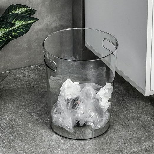 Homoyoyo Elegant Round Garbage Bin Acrylic Waste Basket Multi-Functional Rubbish Bin for Home Office Use