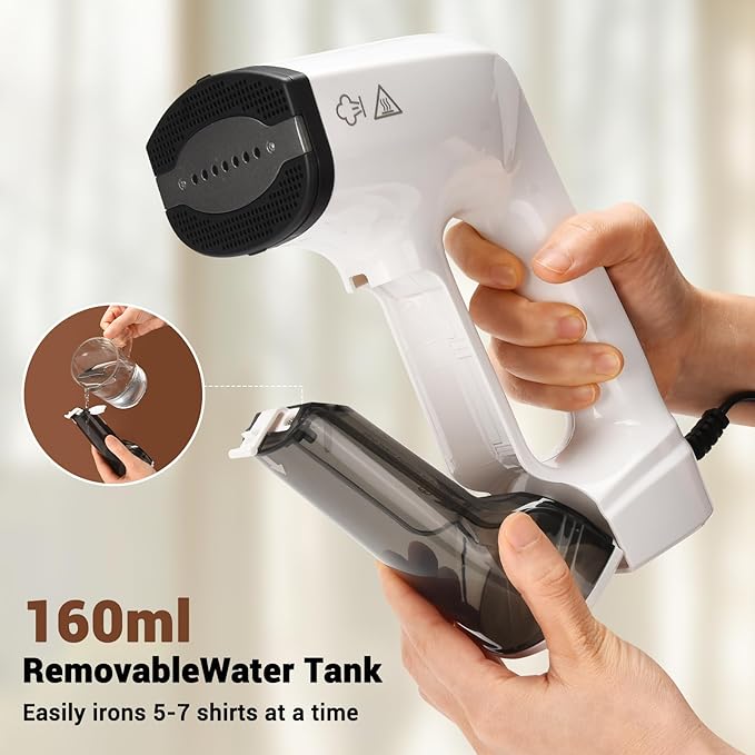 Vacuum Steamer for Clothes 3200Pa Suction Handheld Clothes Steamer Dual Mode LED Display Portable Travel Steamers for Clothes Steaming &amp Ironing 2 In 1 160ml Water Tank (for 110-120V) - Whit