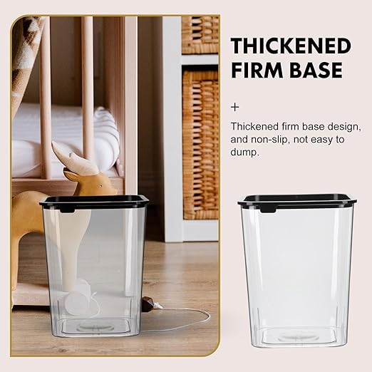 VICASKY Transparent Square Plastic Garbage Bin Wastebasket for Home Office Bathroom Bedroom with Non-deforming Design Easy to Clean Modern Storage Container