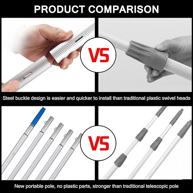 Telescopic Solar Panel Cleaning Brush 3-12 m Window Cleaner Pole for Long Reach Window Cleaning Water Fed Pole Kit Cleaning System30cm Brush Head6 m