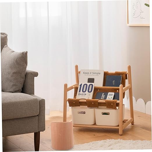 PRETYZOOM Wooden Trash Can Portable Garbage Bin for Home Office Japanese Minimalist Design Stylish Desk Wastebasket Removable Easy to Room Bedroom and More