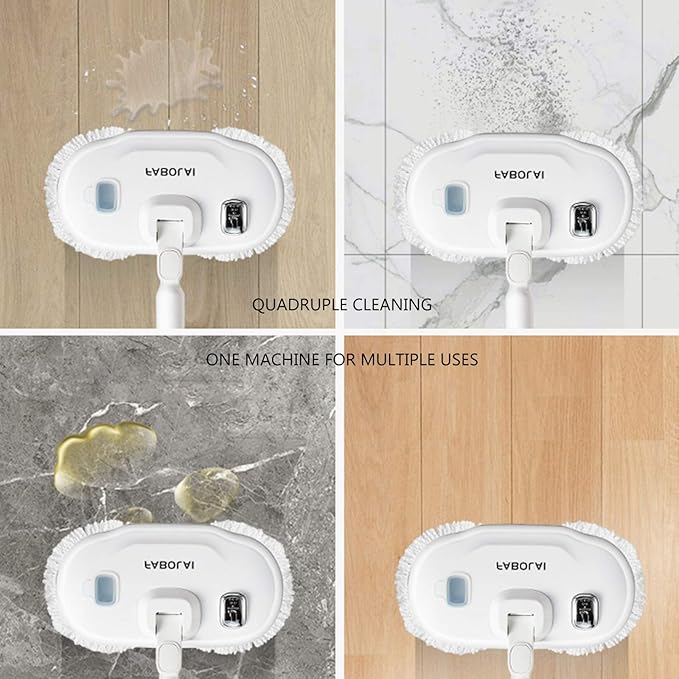 Steam Mop Handheld Three-In-One Dust-Free Rotating Mop Wet And Dry Electric Mop Sweeping And Mopping Integrated Machine for Floor Cleaning White