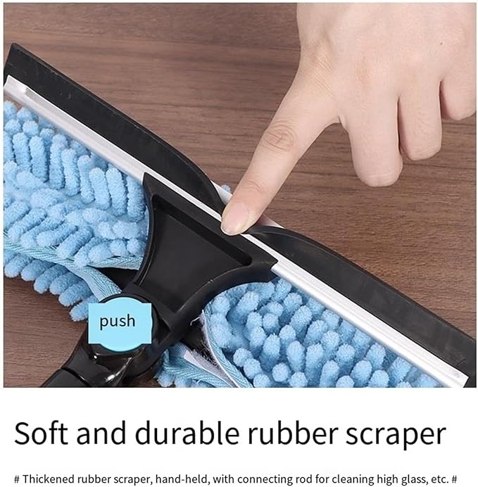 2-in-1 Double-Layer Dual-Sided Glass Wiper - High-Rise Window Cleaner Scraper for Professional Cleaning(Green3 Sections)