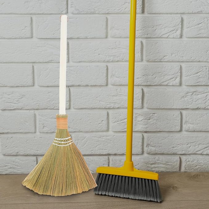 Generic 2pcs Handmade Soft Bristle Straw Broom Set with Detachable Handle for Living Room Cleaning for Dust Removal Delicate Surfaces