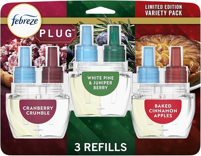 Febreeze Winter Limited Edition Plug in Holiday Mix Scented Refills 3 pack (Holiday Winter 3 Pack)