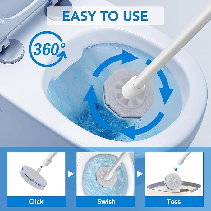 60 Count Toilet Bowl Wand Refills for CloroxDisposable Toilet Bowl Cleaner Refill Pads for Most Toilet SystemDisposable Toilet Brush refills for Bathroom Cleaning