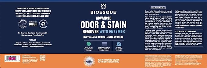 Bioesque Advanced Odor &amp Stain Remover with Enzymes 1 Gallon (Pack of 4)