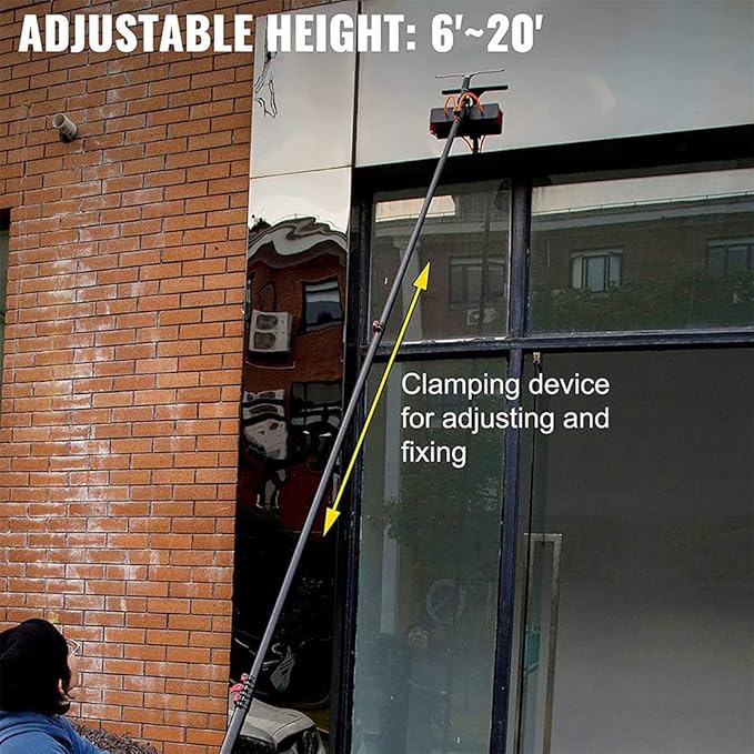 NYMFEA 12ft-36ft Window Cleaning Pole Telescopic Extending Water Fed Upstairs Window Conservatory Lightweight Aluminium Cleaning Photovoltaic and Solar Panels7.2M/24FT