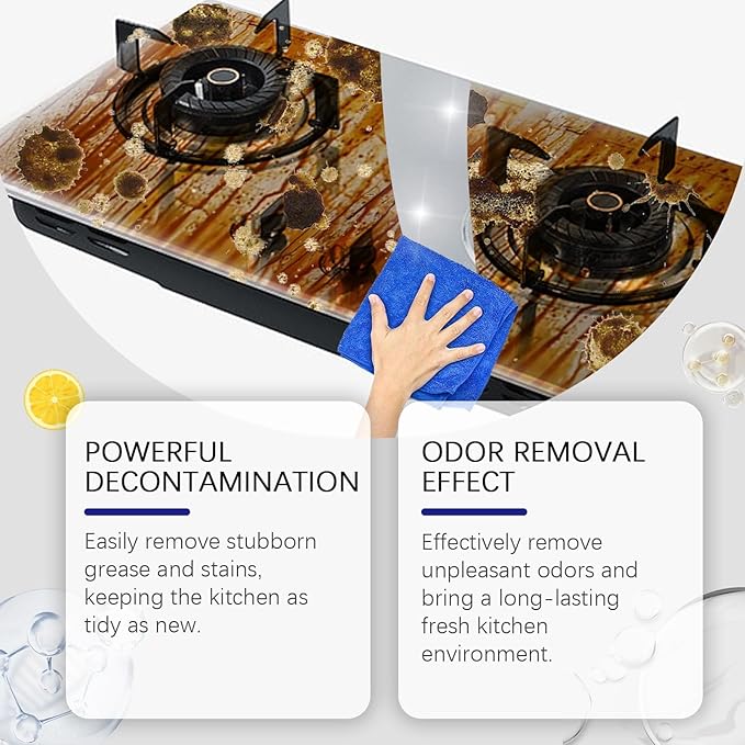 Multi-Functional Kitchen Cleaning Powder Removes Grease &amp Stains For Stoves Cookware Effective Odor Elimination(3PCS)