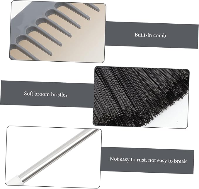 STOBAZA 1 Set Broom Dustpan Set Tool Sets for Metal Dustpan Standing Dustpan Lobby Dustpan with Broom Floor Scrub Brush Broom with Dustpan Garbage Shovel Broom and Shovel Set Shovel