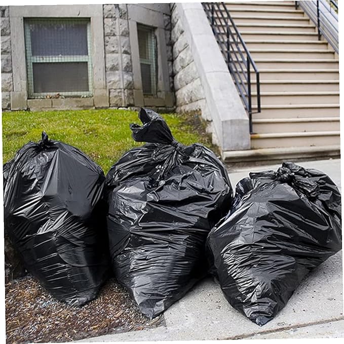 VICASKY 50pcs Heavy Duty Garbage Bags Large Trash Can Liners 80x100cm Black Contractor Trash Bags for Outdoor Gardening Commercial and Household Use