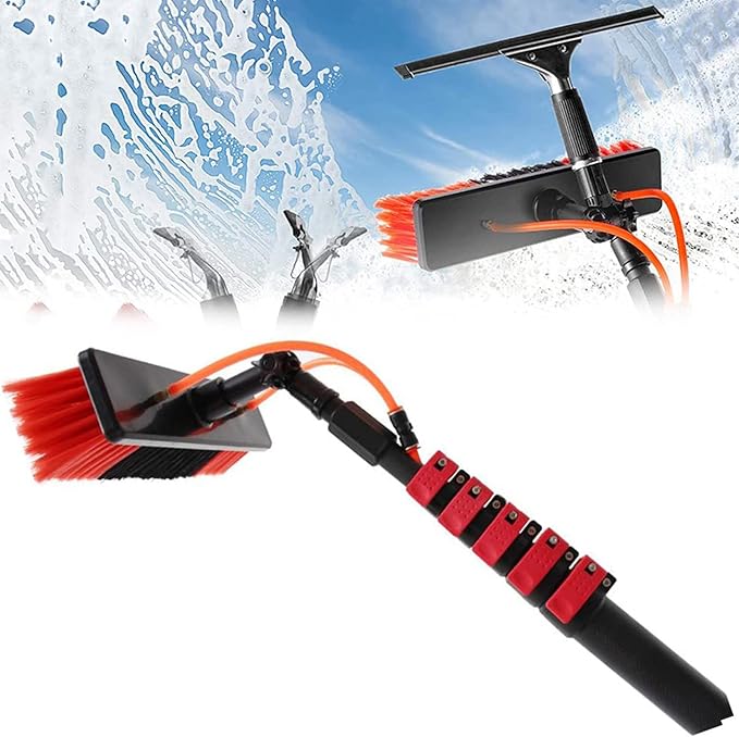 Glass Cleaning Brush Home Water Fed Telescopic Pole Kit Solar Panel Brush Rotating for Photovoltaic PanelWater Fed Pole KitOutdoor Window Cleaner Brush Solar Panel Cleaning Tool Washing to